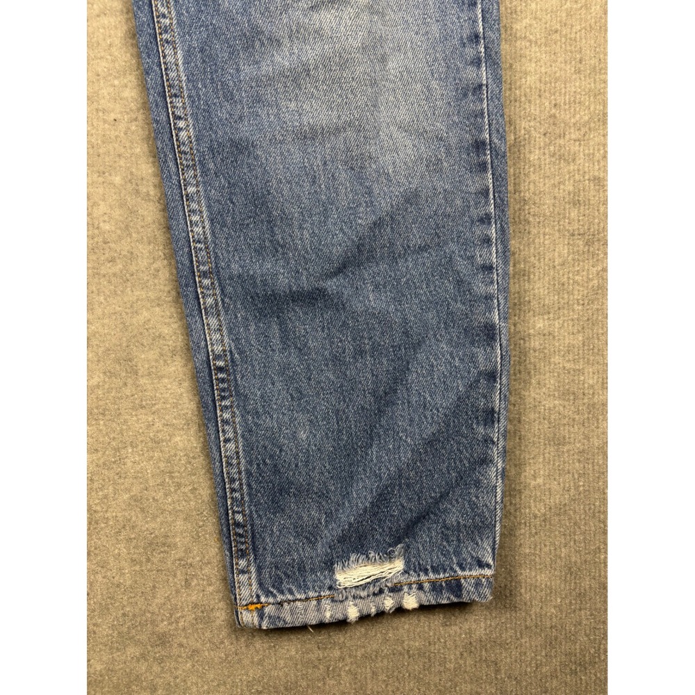Pull & Bear Mom Jeans Embroidered Distressed Blue Size 30‎ Medium Wash - Picture 7 of 15